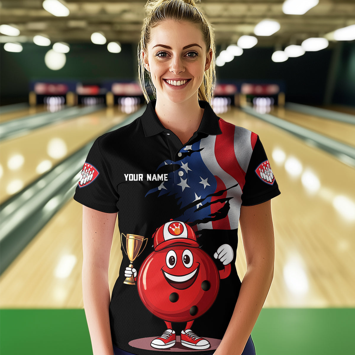 Custom Funny Bowling Jersey for Women Bowling Team Shirts Bowling Uniform Polo & 1/4 Zip HNT159