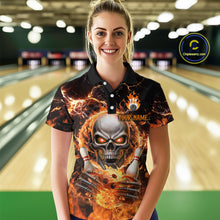 Load image into Gallery viewer, Skull Bowling Shirt Custom Thunder Flaming Bowling Jersey for Men Women Team MBL85
