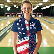Load image into Gallery viewer, American Flag Bowling Shirts Patriotic Bowling Shirt for Men Women Polo&amp;1/4 Zip Shirt MBL21