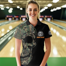 Load image into Gallery viewer, Camo Bowling Shirt Custom Skull Bowling Jersey Women Bowling Polo Shirt For Team BDT284