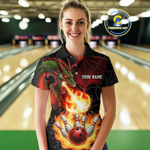 Load image into Gallery viewer, Flaming Dragon Bowling Shirt Custom for Men Women Bowling Team League MBL88