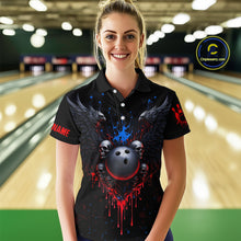 Load image into Gallery viewer, Custom Eagle Skull Bowling Women Shirts Bowling Uniform Polo &amp; 1/4 Zip Bowling Team Jerseys HNT102