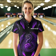 Load image into Gallery viewer, Purple Dragon Personalized Bowling Shirts For Women, Bowling Team Shirt Polo &amp; Quarter-Zip HNT40