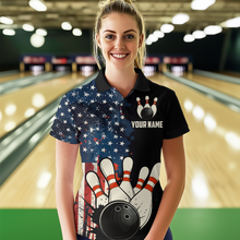 Load image into Gallery viewer, American Flag Bowling Shirt for Men Women Custom Patriotic Bowling Shirt Bowling Apparel MBL02