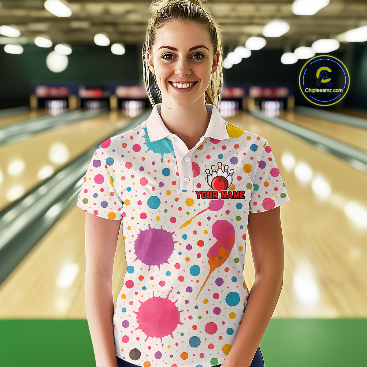 Ink Watercolor Pink Bowling Shirt for Men Women Custom Team Bowling Jerseys MBL103