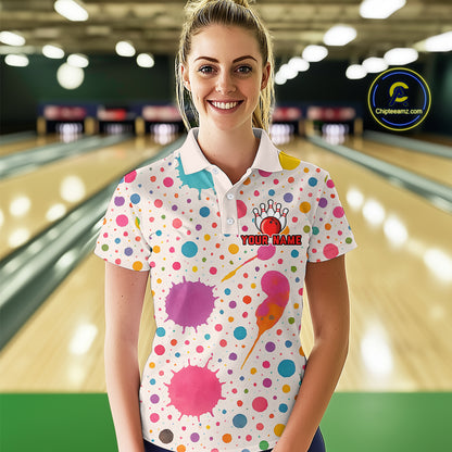 Ink Watercolor Pink Bowling Shirt for Men Women Custom Team Bowling Jerseys MBL103