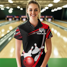 Load image into Gallery viewer, Red Bowling Shirts for Men and Women Bowling Shirt Team Bowling Polo &amp; 1/4 Zip Shirt MBL36