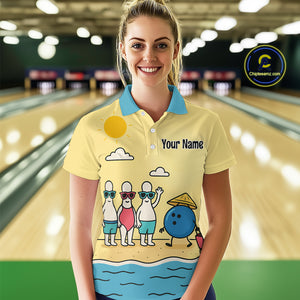 Summer Bowling Shirt Custom Polo Bowling Jersey Funny Bowling Pins and Ball QZT695