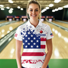 Load image into Gallery viewer, Patriotic Bowling Shirt Custom American Flag Bowling Shirts for Women Men Polo&amp;1/4 Zip MBL07