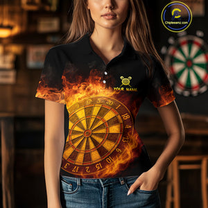 Personalized 3D Orange Dartboard Dragon Flame Dart Shirts For Women Custom Darts Team Jerseys TDM4069