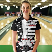 Load image into Gallery viewer, American Flag Bowling Shirt for Men Women Team Bowling Jersey Bowling Polo&amp;1/4 Zip MBL18