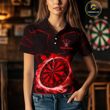 Load image into Gallery viewer, Lightning Smoke Red Dartboard Women&#39;s Darts Shirt - Custom Name For Darts Jersey NYN0471