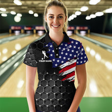 Load image into Gallery viewer, American Flag Bowling Shirts for Men Women Patriotic Bowling Jersey Polo&amp;1/4 Zip Shirt MBL09