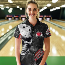 Load image into Gallery viewer, Custom Bowling Shirt for Women Skull Bowling Jersey Bowling Team League Polo Shirt QZT47-3