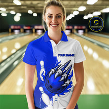 Load image into Gallery viewer, Custom Sharp Claws Bowling Shirt Blue Men Women Team Bowling Flaming Jerseys MBL91