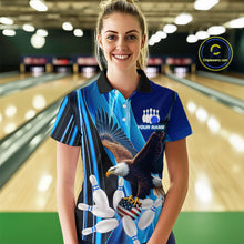Load image into Gallery viewer, Custom Blue Eagle Bowling Shirt for Men Women Team Bowling Polo Shirts &amp; 1/4 Zip MBL95