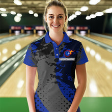 Load image into Gallery viewer, Fire Bowling Shirt Custom Blue Bowling Jersey for Men Women with Team Name MBL63
