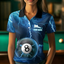 Load image into Gallery viewer, Blue Thunder 8 &amp; 9 Ball Billiards Shirt Women Team Polo &amp; 1/4 Zip Shirts Billiard Jersey NNT17