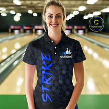 Load image into Gallery viewer, Custom Strike Blue Bowling Women Bowling Shirt Polo &amp; Quarter-Zip Bowling Team Jerseys HNT79