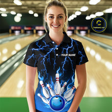 Load image into Gallery viewer, Blue Thunder Bowling Custom Women Bowling Shirt Polo &amp; Quarter-Zip Bowling Team Shirts HNT71