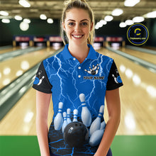 Load image into Gallery viewer, Blue Thunder Lightning &amp; Lava Bowling Shirt for Men Women Team Bowling Jersey MBL92