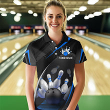 Load image into Gallery viewer, Blue Bowling Shirts for Men Women Team Custom Bowling Polo &amp; Quarter Zip Shirt MBL71