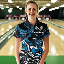 Load image into Gallery viewer, Personalized Bowling Shirt for Men and Women Bowling Team Jersey Blue Polo Shirt QZT601