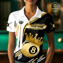 Load image into Gallery viewer, Personalized Golden 8 Ball Pool Crown Billiard Shirt For Women Custom Billiard Team Jerseys Uniform TDM4182