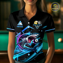 Load image into Gallery viewer, Blue 8 Ball &amp; 9 Ball Pool Billiard Shark Polo &amp; Quarter Zip For Women Custom Team Billiard Jerseys TDM3853