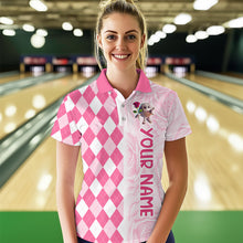 Load image into Gallery viewer, Personalized Bowling Team Jersey Polo Bowling Shirt for Couples Button Down Shirt QZT611