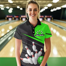 Load image into Gallery viewer, Green Bowling Shirt for Men&amp;Women Team Bowling Jersey Colorful Bowling Polo &amp; 1/4 Zip MBL49