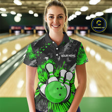 Load image into Gallery viewer, Green Watercolor Bowling Shirts for Women Men Custom Team Bowling Polo&amp;1/4 Zip Shirt MBL110