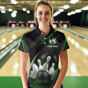 Green Bowling Shirts for Men Women Team Custom Bowling Polo & Quarter Zip Shirt MBL71