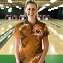 Load image into Gallery viewer, Thunder Lightning Bowling Shirt Orange Bowling Jersey Men Women Team Bowling Shirts MBL64