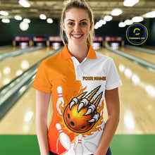 Load image into Gallery viewer, Custom Sharp Claws Bowling Shirt Orange Men Women Team Bowling Flaming Jerseys MBL91