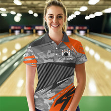 Load image into Gallery viewer, Orange Camo Bowling Shirts for Women Men Custom Team Bowling Polo &amp; 1/4 Zip Shirt MBL61