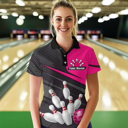Pink Bowling Shirt for Men&Women Team Bowling Jersey Colorful Bowling Polo & 1/4 Zip MBL49