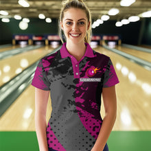 Load image into Gallery viewer, Fire Bowling Shirt Custom Pink Bowling Jersey for Men Women with Team Name MBL63