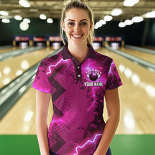 Load image into Gallery viewer, Thunder Lightning Bowling Shirt Pink Bowling Jersey Men Women Team Bowling Shirts MBL64