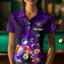 Load image into Gallery viewer, Purple Flaming Billiards Shirt 8 Ball Billiards Shirt Women Polo Shirts &amp; 1/4 Zip NNT08