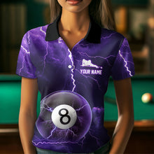 Load image into Gallery viewer, Purple Thunder 8 &amp; 9 Ball Billiards Shirt Women Team Polo &amp; 1/4 Zip Shirts Billiard Jersey NNT17