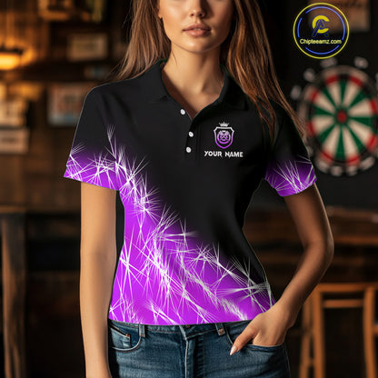 Purple Icy Lights Womens Darts Polo & Quarter Zip Custom Dart Shirts For Team Darts Jerseys Outfit TDM4149