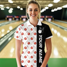 Load image into Gallery viewer, White Bowling Pattern Custom Women Bowling Polo &amp; Quarter-Zip Shirts Bowling Team Jerseys HNT45