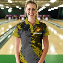 Load image into Gallery viewer, Fire Bowling Shirt Custom Yellow Bowling Jersey for Men Women with Team Name MBL63