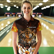 Load image into Gallery viewer, Flames Bowling Shirts Tiger Bowling Jersey Quarter-Zip Bowling Team League QZT634