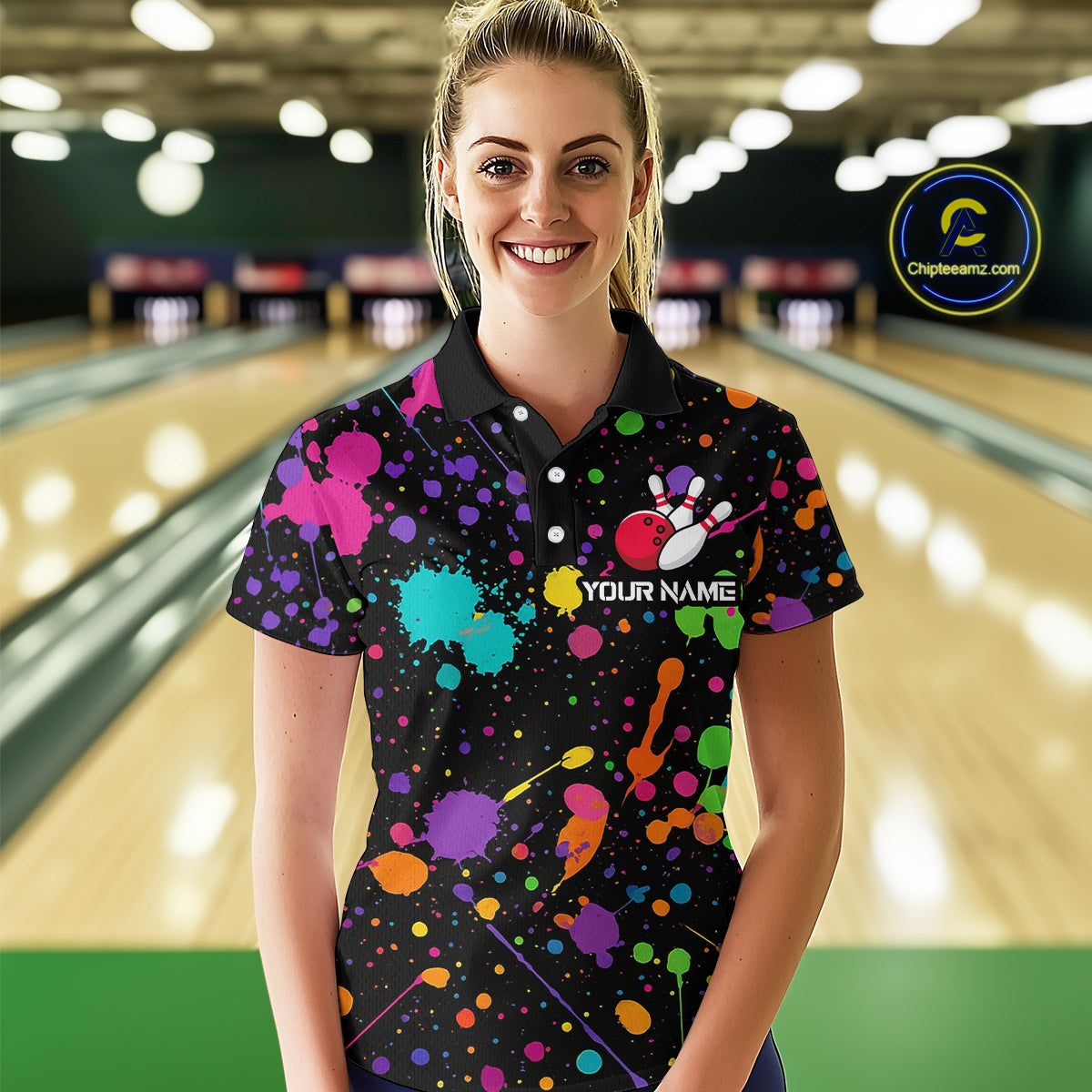 Colorful Watercolor Bowling Shirt for Men Women Custom Team Bowling Polo & Quarter Zip MBL98