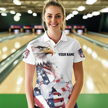 Load image into Gallery viewer, Patriotic Eagle Bowling Shirts Custom Bowling Polo Shirt Men Women American Flag Bowling MBL11