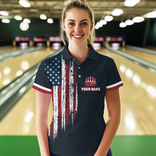 Load image into Gallery viewer, Custom Bowling Shirt With Name American Flag Bowling Jersey For Women Bowling Polo Shirt For Team BDT34