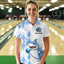 Load image into Gallery viewer, Blue Shark Bowling Custom Women Bowling Shirt Polo &amp; Quarter-Zip Bowling Team Jerseys HNT62