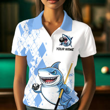 Load image into Gallery viewer, Personalized Blue Shark Billiard Team Jerseys Billiard Shirts for Women Polo &amp; 1/4 Zip Shirts NNT39